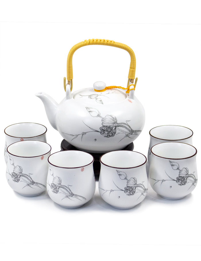 High Quality Porcelain Painting Tea Set (Teapot with 6 Tea Cups)