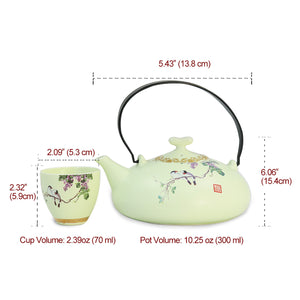 [product type] | Dahlia Embossed High Grade Matte Porcelain Tea Gift Set: Teapot+ 6 Teacups in Gift Box | Dahlia