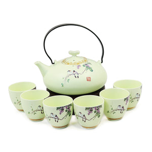 [product type] | Dahlia Embossed High Grade Matte Porcelain Tea Gift Set: Teapot+ 6 Teacups in Gift Box | Dahlia