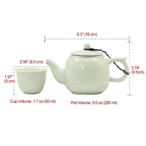 [product type] | Dahlia Porcelain Soft Color Pastel Tea Set (Teapot w. Strainer + 6 Tea Cups) in Gift Box | Dahlia