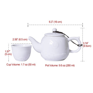 [product type] | Dahlia Porcelain Soft Color Pastel Tea Set (Teapot w. Strainer + 6 Tea Cups) in Gift Box | Dahlia