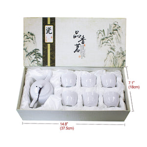 [product type] | Dahlia Porcelain Soft Color Pastel Tea Set (Teapot w. Strainer + 6 Tea Cups) in Gift Box | Dahlia