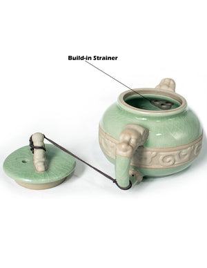 [product type] | Dahlia Dragon Ice Crack Celadon Porcelain 9-pcs Gongfu Tea Gift Set in Gift Box | Dahlia