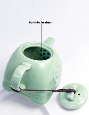 [product type] | Dahlia Dragon Ice Crack Celadon Porcelain 9-pcs Gongfu Tea Gift Set in Gift Box | Dahlia