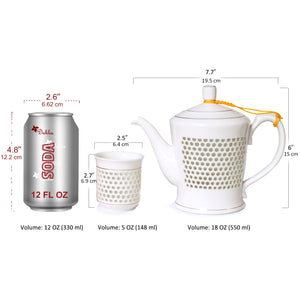 [product type] | Dahlia Rice Grain Porcelain Tea Set (Teapot + 6 Teacups) In Gift Box, Ling Long Devil's Work | Dahlia