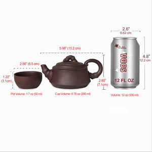 [product type] | Zisha 7 Pcs Gongfu Tea Set in Gift Box (Tea Pot + 6 Tea Cups) | Dahlia