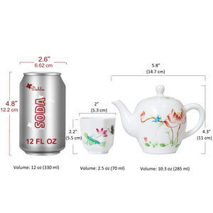 [product type] | Lotus Flower Porcelain Kungfu Tea Set (1 Teapot + 6 Tea Cups) | Dahlia