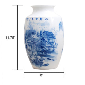 [product type] | Dahlia Chinese Porcelain Hand Painted Decorative Large Vase | Dahlia