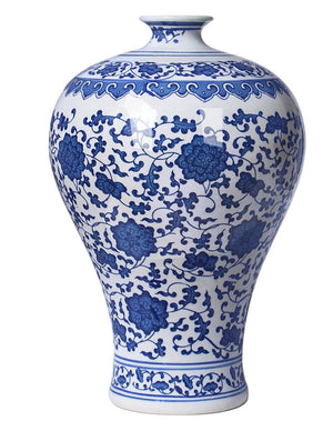 Copy of Ancient Lucky Lotus Motif Blue and White Porcelain Flower Vase