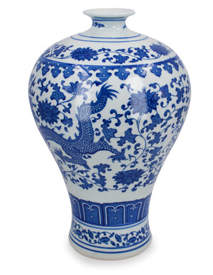 [product type] | Dahlia Chinese Dragon Blue and White Porcelain Flower Vase Binaural Vase | Dahlia