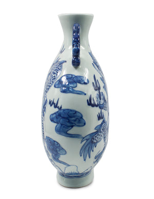 [product type] | Dahlia Chinese Dragon Blue and White Porcelain Flower Vase Binaural Vase | Dahlia