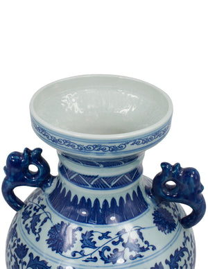 [product type] | Dahlia Chinese Dragon Blue and White Porcelain Flower Vase Binaural Vase | Dahlia