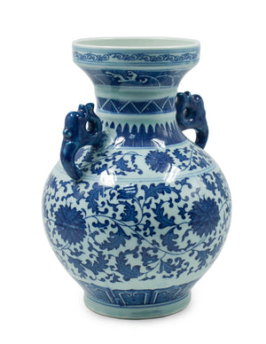 [product type] | Dahlia Chinese Dragon Blue and White Porcelain Flower Vase Binaural Vase | Dahlia