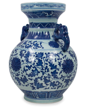 [product type] | Dahlia Chinese Dragon Blue and White Porcelain Flower Vase Binaural Vase | Dahlia