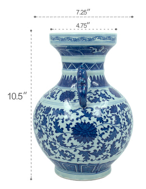 [product type] | Dahlia Chinese Dragon Blue and White Porcelain Flower Vase Binaural Vase | Dahlia