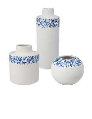 [product type] | Dahlia Modern Minimalism Blue and White Pattern Porcelain Flower Vase | Dahlia