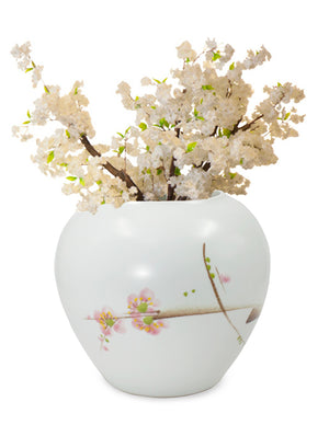 [product type] | Dahlia Modern Plum Decorative Hand Painted White Porcelain Flower Vase | Dahlia