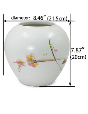 [product type] | Dahlia Modern Plum Decorative Hand Painted White Porcelain Flower Vase | Dahlia