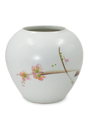 [product type] | Dahlia Modern Plum Decorative Hand Painted White Porcelain Flower Vase | Dahlia