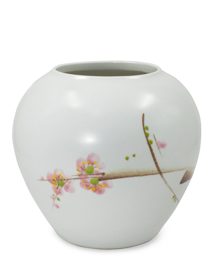 Dahlia Modern Plum Decorative Hand Painted White Porcelain Flower Vase