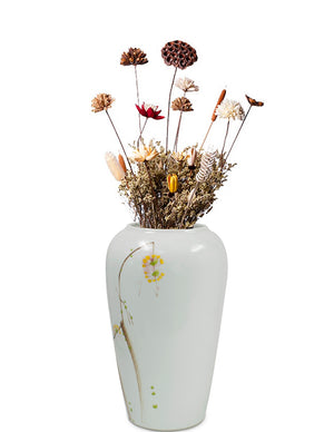 [product type] | Dahlia Modern Plum Decorative Hand Painted White Porcelain Flower Vase | Dahlia