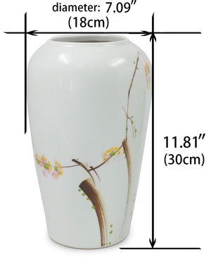 [product type] | Dahlia Modern Plum Decorative Hand Painted White Porcelain Flower Vase | Dahlia