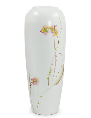 [product type] | Dahlia Modern Plum Decorative Hand Painted White Porcelain Flower Vase | Dahlia