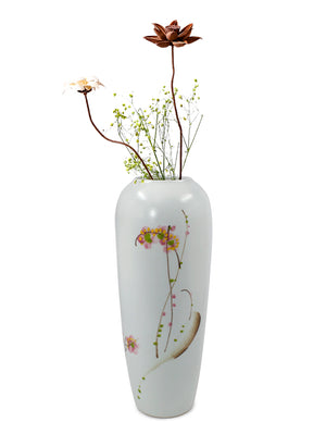 [product type] | Dahlia Modern Plum Decorative Hand Painted White Porcelain Flower Vase | Dahlia