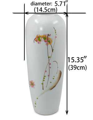 [product type] | Dahlia Modern Plum Decorative Hand Painted White Porcelain Flower Vase | Dahlia