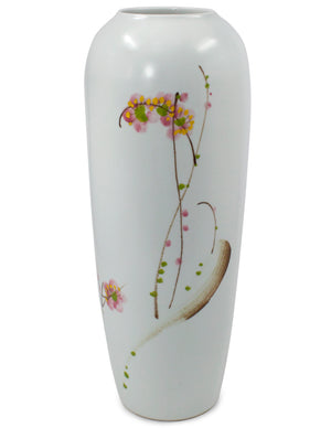 [product type] | Dahlia Modern Plum Decorative Hand Painted White Porcelain Flower Vase | Dahlia