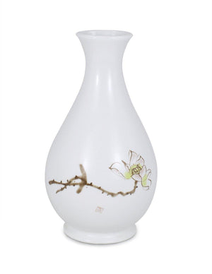 [product type] | Dahlia Decorative Hand Painted White Porcelain Flower Bud Vase | Dahlia