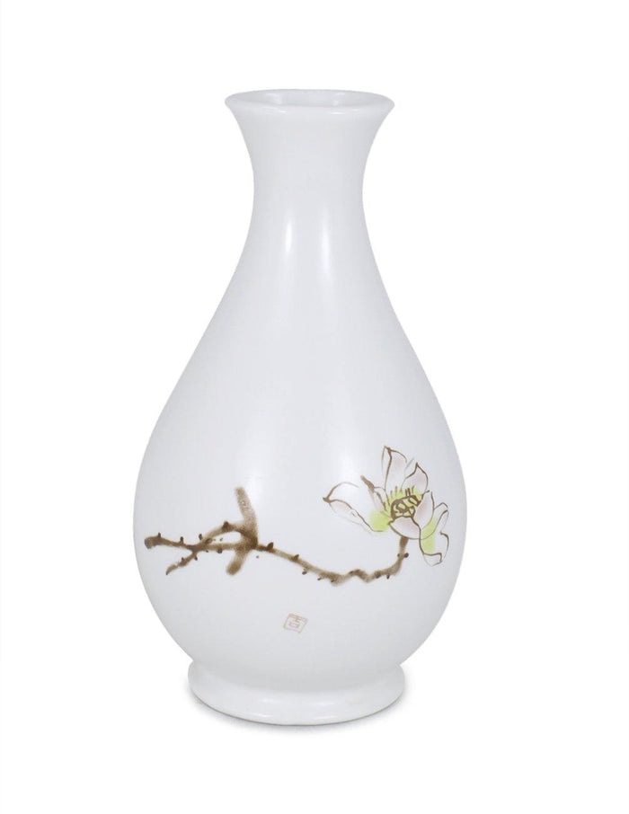 Dahlia Decorative Hand Painted White Porcelain Flower Bud Vase
