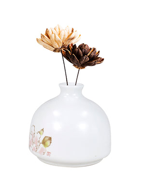 [product type] | Dahlia Decorative Hand Painted White Porcelain Flower Bud Vase | Dahlia
