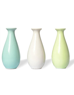 [product type] | Dahlia Cute Solid Color Mini Ceramic Flower Bud Vase, Set of 3 | Dahlia