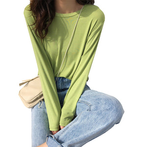 womens-model-base shirts春夏季女士圆领莫代尔打底衫/穿着舒适/时尚百搭/修身显瘦