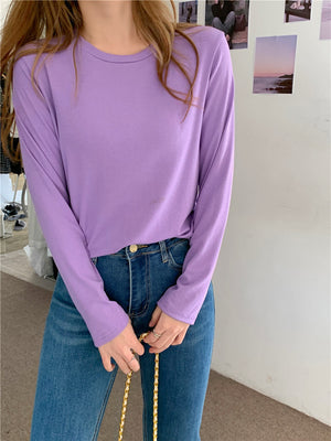 womens-model-base shirts春夏季女士圆领莫代尔打底衫/穿着舒适/时尚百搭/修身显瘦